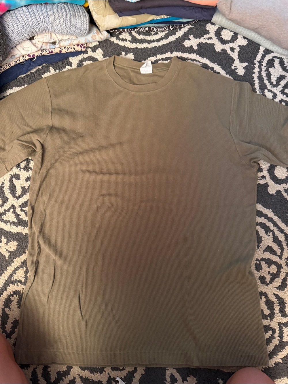 Old Navy Olive Green Ribbed Crew Neck Short Sleeve Tee